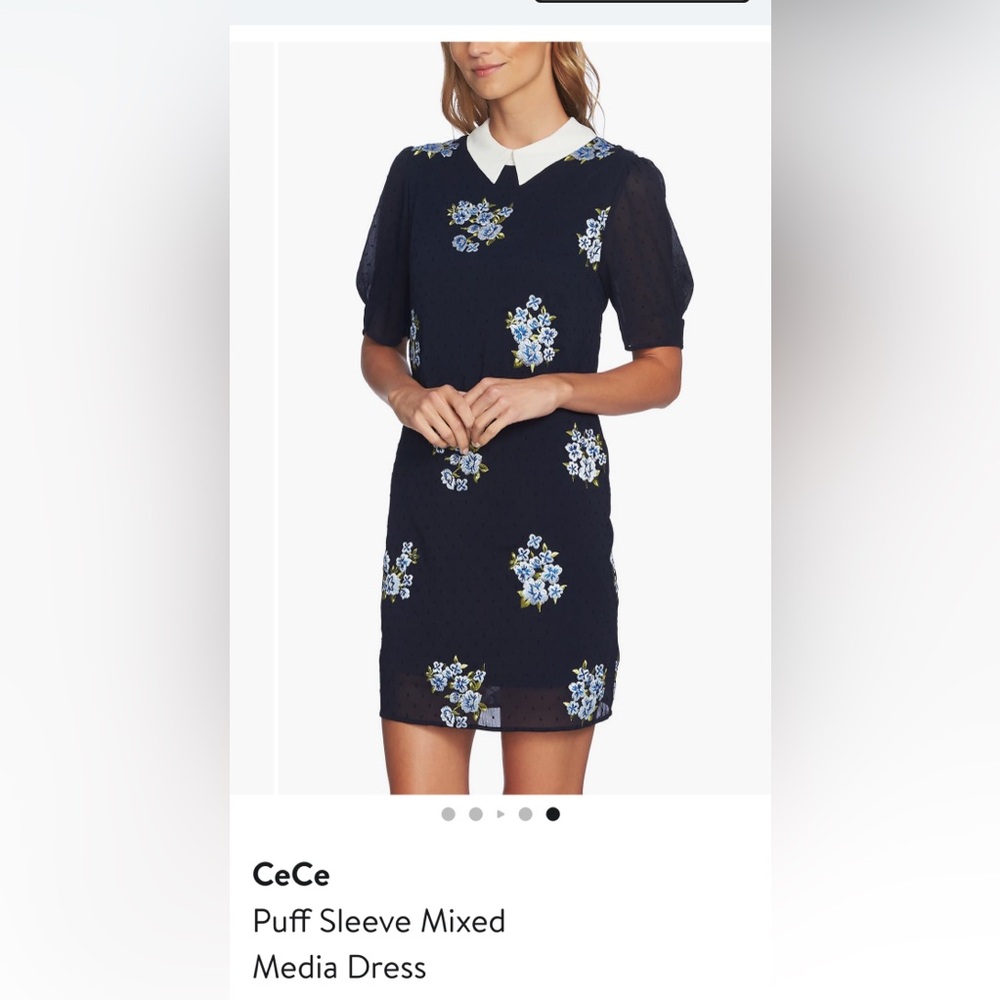 CeCe Puff Sleeve Mixed Media Dress